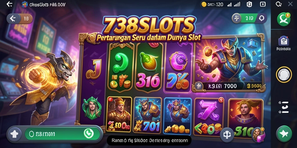 Screenshot gameplay <strong>738SLOTS</strong> menampilkan pertarungan yang mendebarkan.