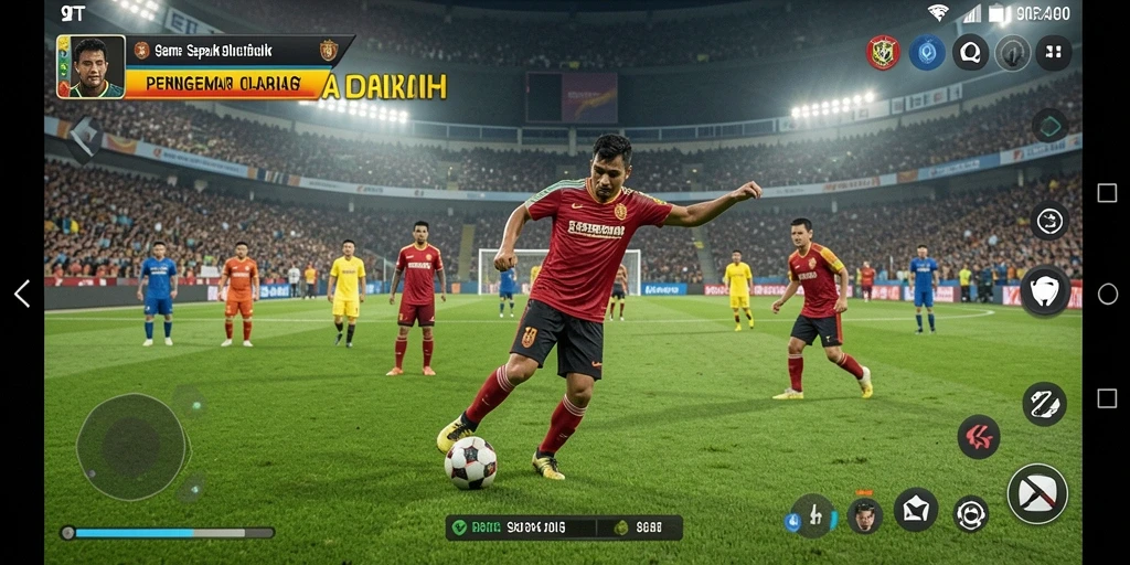 Tampilan gameplay menarik dari 9ET saat pertandingan sepak bola berlangsung.