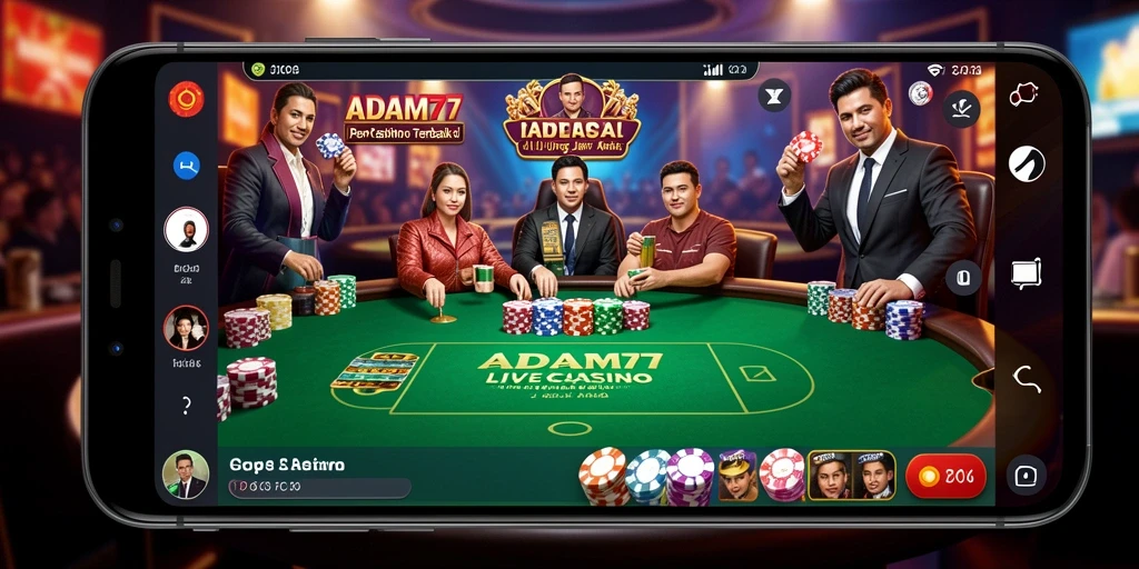 Tampilan gameplay ADAM77 dengan dealer langsung yang memukau.