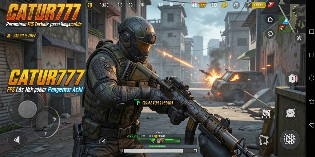 Menampilkan aksi mendebarkan dalam gameplay FPS CATUR777.