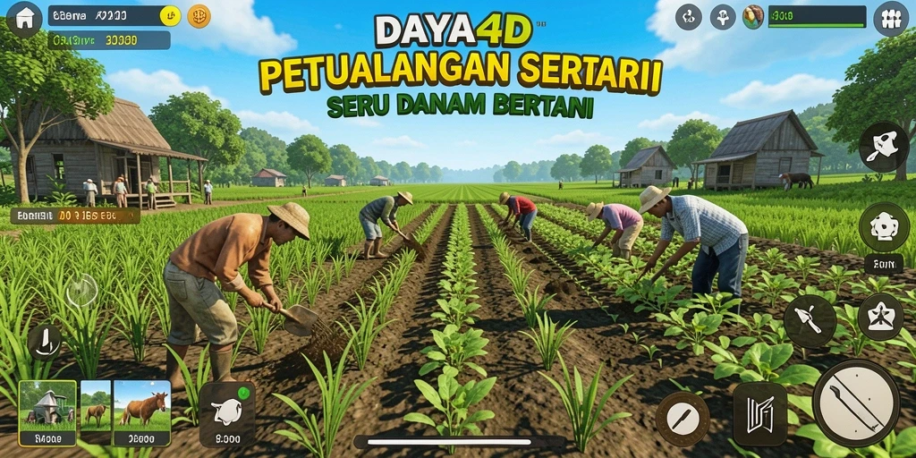 Tampilan gameplay dari <strong>DAYA4D</strong> yang menakjubkan saat bertani.