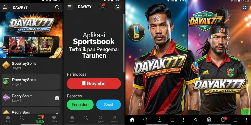 Tampilan antarmuka aplikasi DAYAK777 dengan pilihan taruhan olahraga.