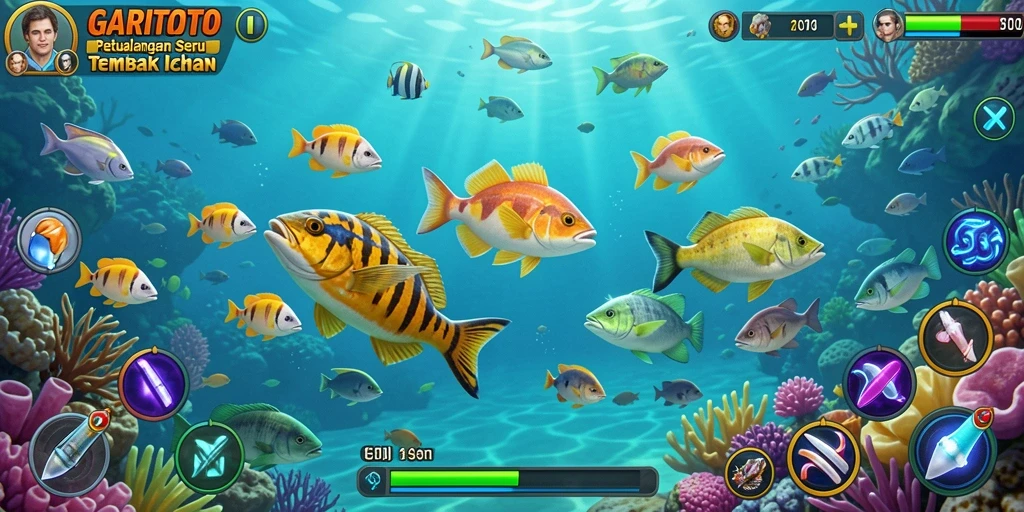 Screenshot gameplay GARITOTO menampilkan serunya menembak ikan.