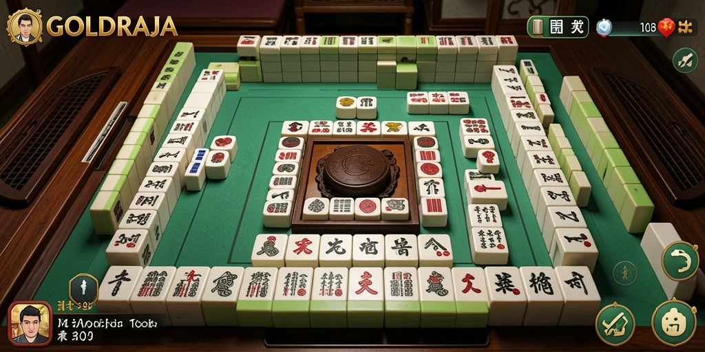 Gameplay menarik dan penuh strategi dalam GOLDRAJA aplikasi Mahjong.