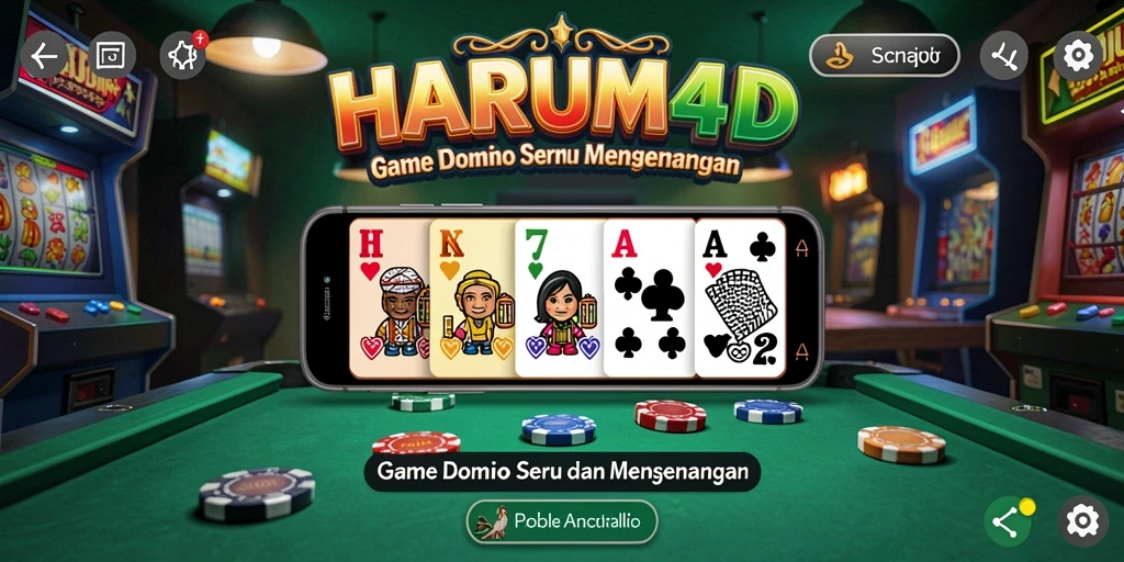 Screenshot gameplay HARUM4D menampilkan suasana seru permainan Domino.