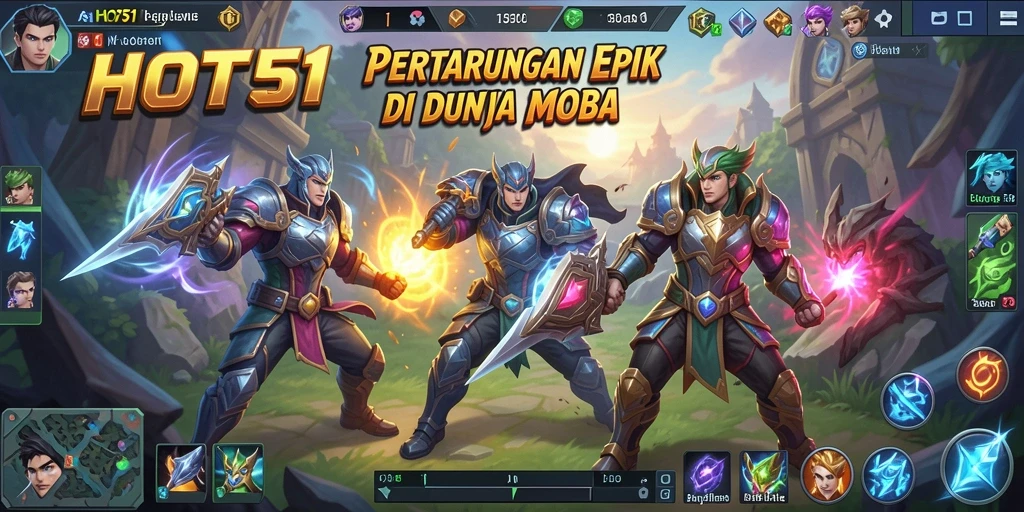 Gameplay HOT51 yang seru dan penuh strategi di arena MOBA.
