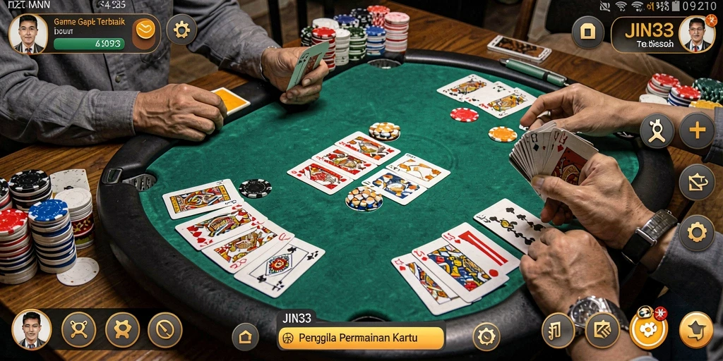 Screenshot gameplay JIN33 menampilkan suasana seru bermain Gaple.