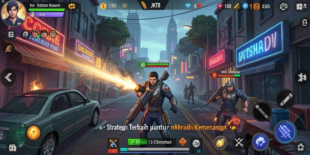 Tampilan gameplay JKT8 yang menegangkan dan penuh strategi.