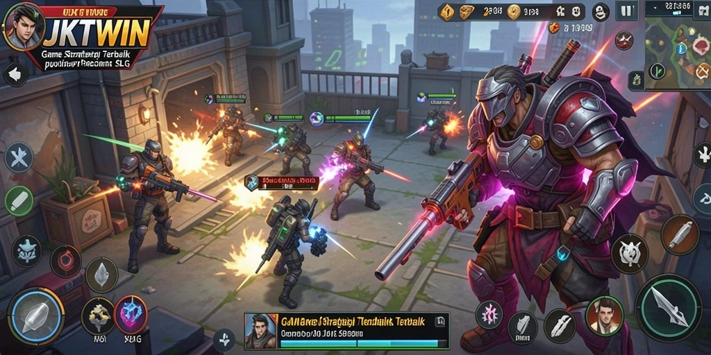 Screenshot utama JKTWIN menunjukkan aksi strategi yang seru.