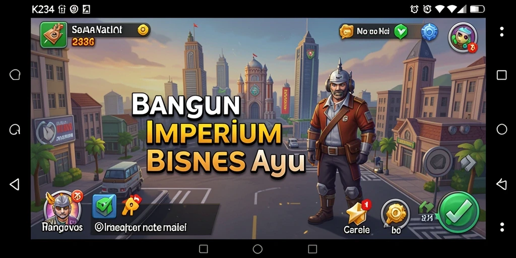 Screenshot gameplay K234 yang menunjukkan pengelolaan bisnis yang strategis.