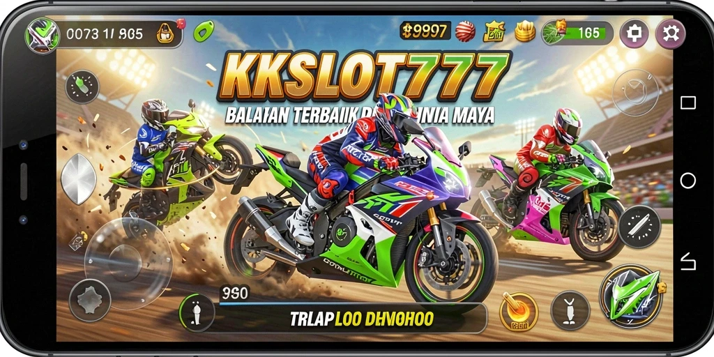 Tampilan menarik dari gameplay KKSLOT777 yang menampilkan balapan motor seru.