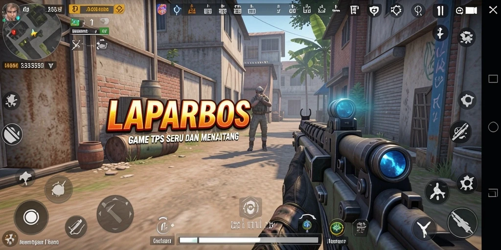 Gameplay seru LAPARBOS yang penuh aksi tembak-menembak.