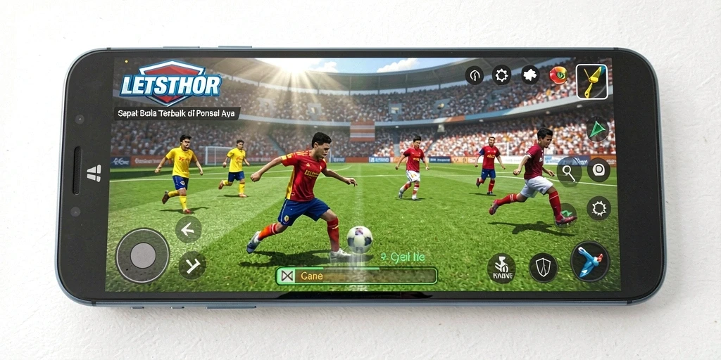 Tampilan gameplay LETSTHOR yang seru dalam aksi sepak bola.