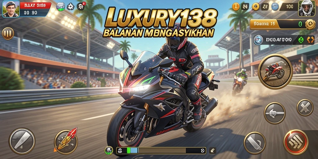 Tampilan gameplay balapan motor yang seru di LUXURY138.