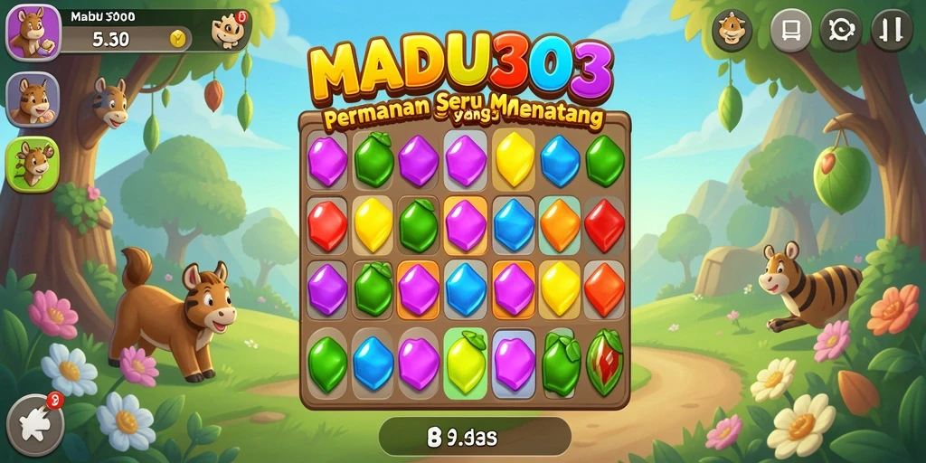 Screenshot MADU303 menampilkan gameplay seru Match-3 yang menantang.