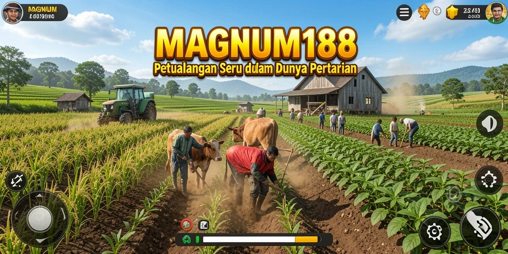 Screenshot gameplay MAGNUM188 yang menampilkan pertanian yang rapi.
