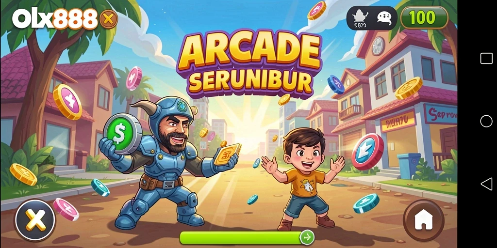 Tangkapan layar utama OLX888 menampilkan keseruan gameplay Arcade.