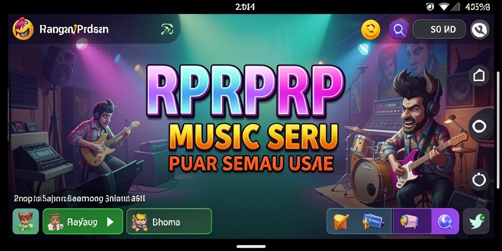 Screenshot gameplay RPRPRP yang menunjukkan interaksi musik yang menyenangkan.