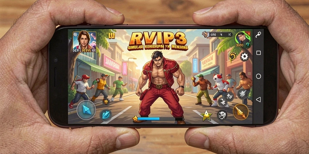 Tampilan gameplay RVIP3 yang penuh warna dan interaktif.