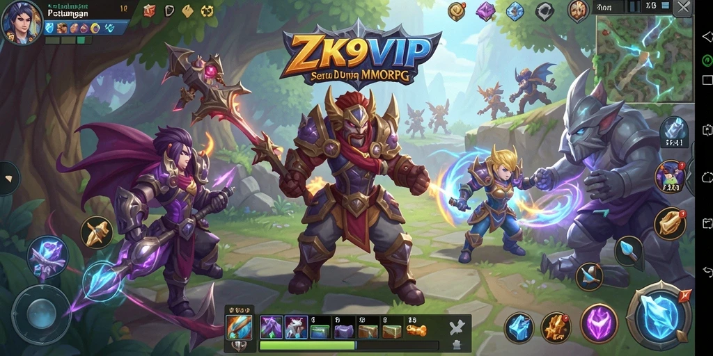 Gameplay <strong>ZK9VIP</strong> dengan pertempuran epik dan dunia fantastis.